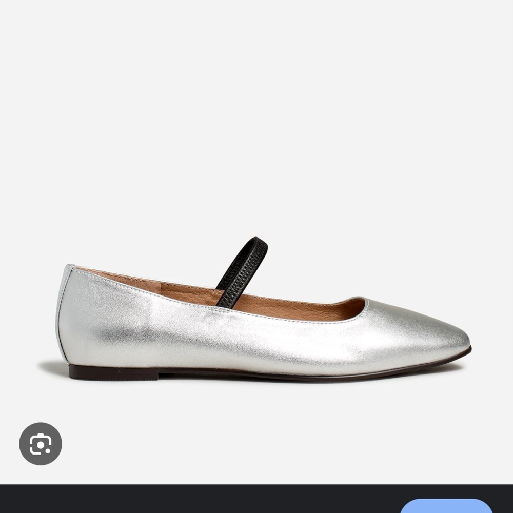 Silver Mary Jane Flats